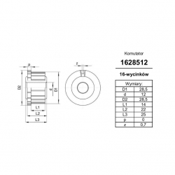 Komutator 16-wyc. 12x28,5x14 | K-1628512-2059