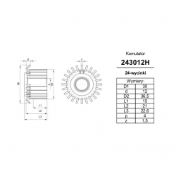 Komutator 24-wyc.12x30x15 haczykowy | K-243012H-1055