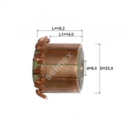 Komutator 12-wyc. 8x23x12 haczykowy | K-1223812H-327